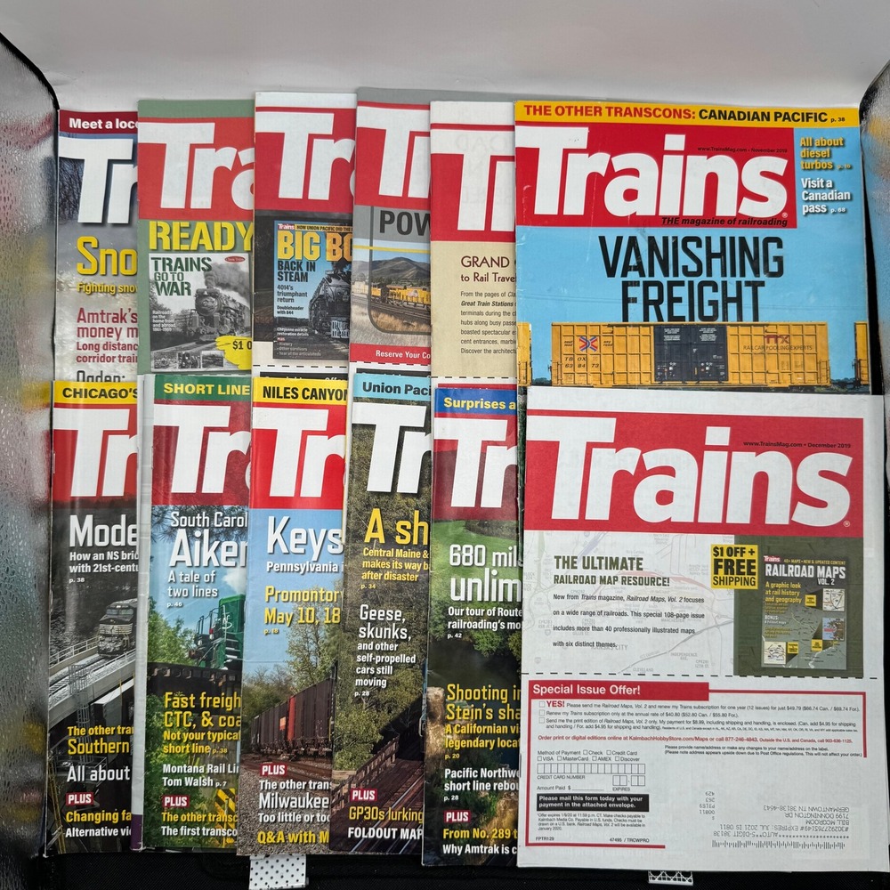 Trains Magazine Full Year 2019 Collection 12 Issues Railroading History Multi